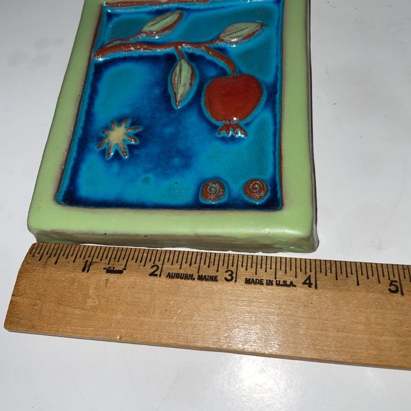 Eartha Handmade Pottery Tile Glazed with Mirror P. Collery Stamp - Picture 4 of 12